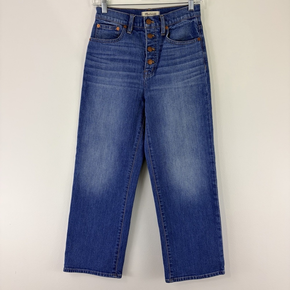 Madewell Blue Slim Wide Leg Crop Jeans Womens Size 26 High Rise Casual Chic